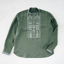 Linen Vyshyvanka “Syla” – Green Embroidered Shirt - Saint Javelin