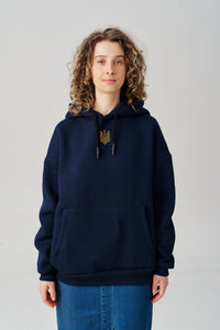 Oversized Embroidered Tryzub Hoodie - Saint Javelin