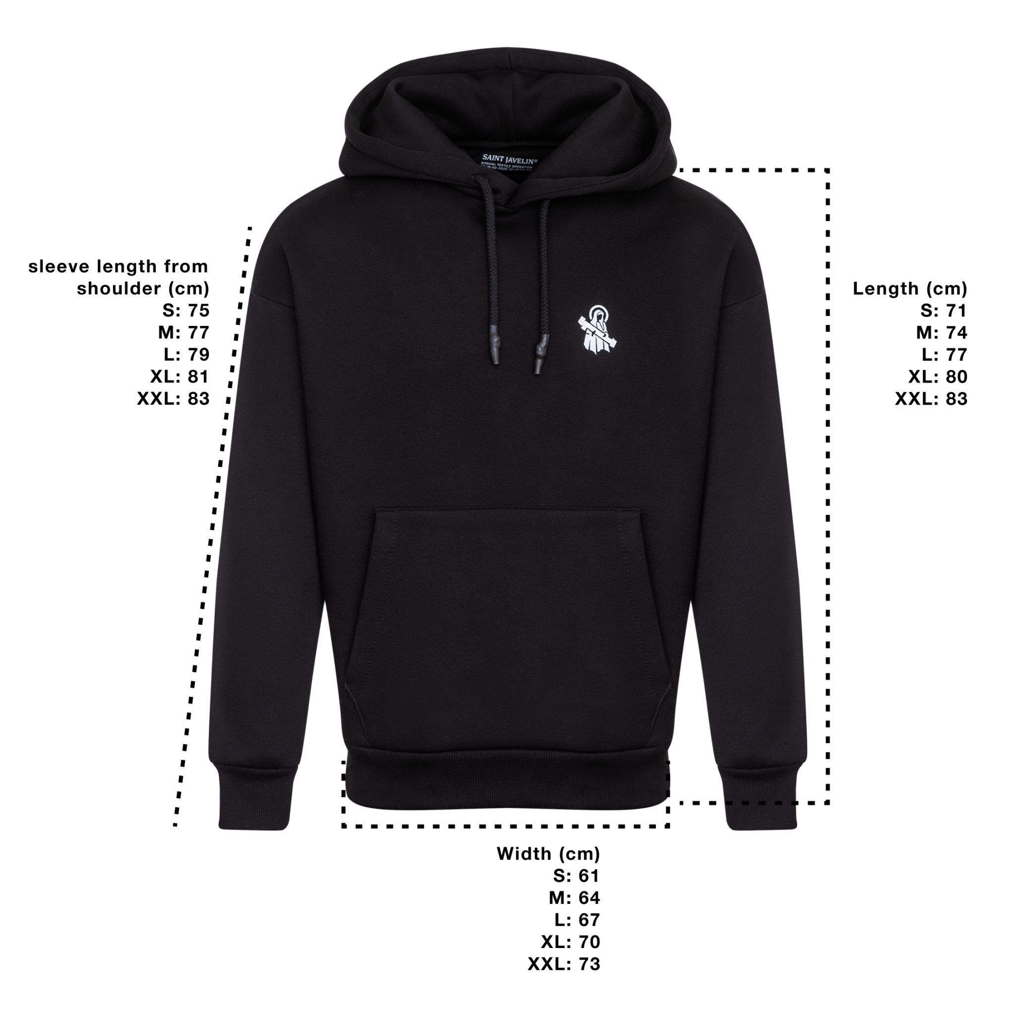 Oversized Saint Javelin Hoodie - Black - Saint Javelin