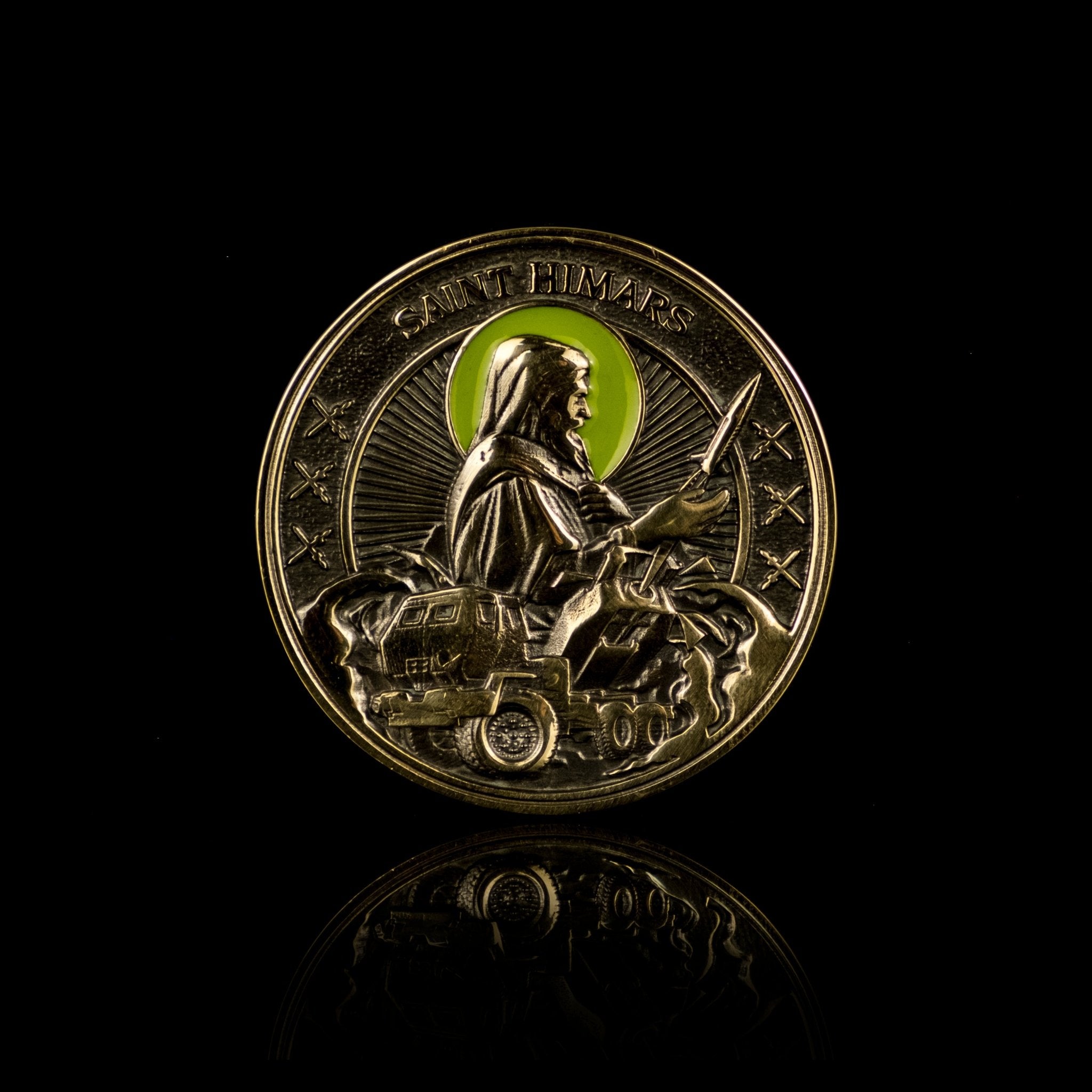 Saint HIMARS - Challenge Coin (Recycled Artillery Shells)