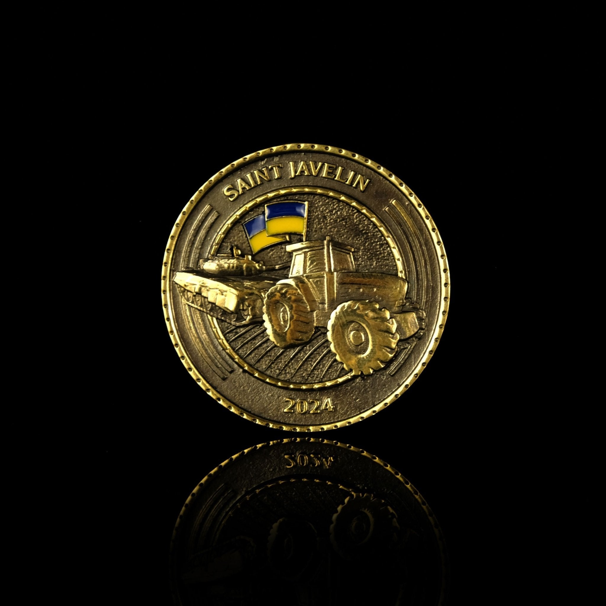 Tractor Pulling Tank - Coin (Recycled Artillery Shells)