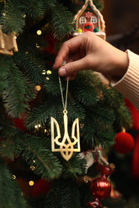 Tryzub Holiday Ornament - Recycled Artillery Shells