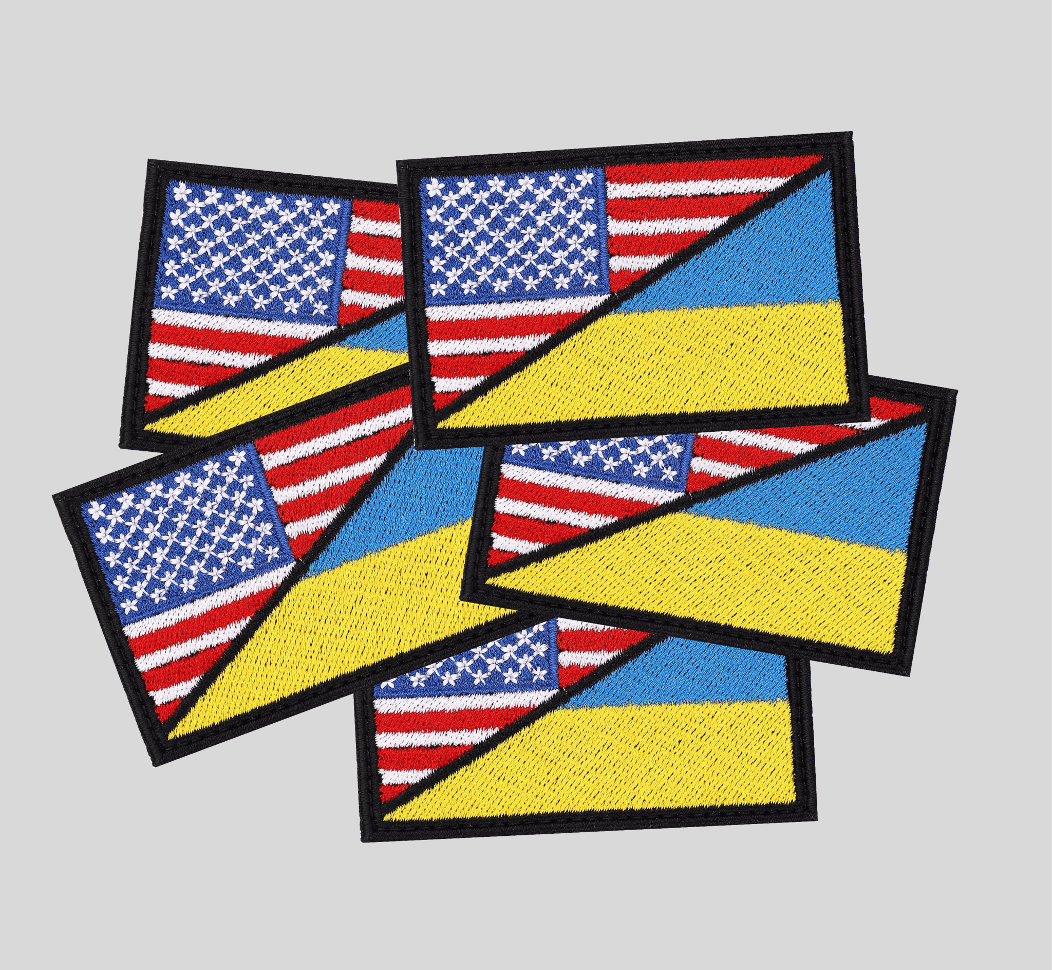 USA Ukraine Flag Embroidered Patch - 5 Pack