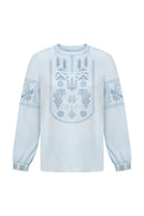 Blue / Blue — Women's Saint Javelin vyshyvanka, embroidered linen shirt