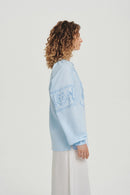 Blue / Blue — Women's Saint Javelin vyshyvanka, embroidered linen shirt