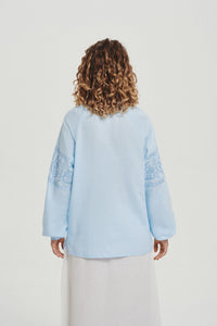 Blue / Blue — Women's Saint Javelin vyshyvanka, embroidered linen shirt