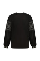 Black / Olive — Women's Saint Javelin vyshyvanka, embroidered linen shirt