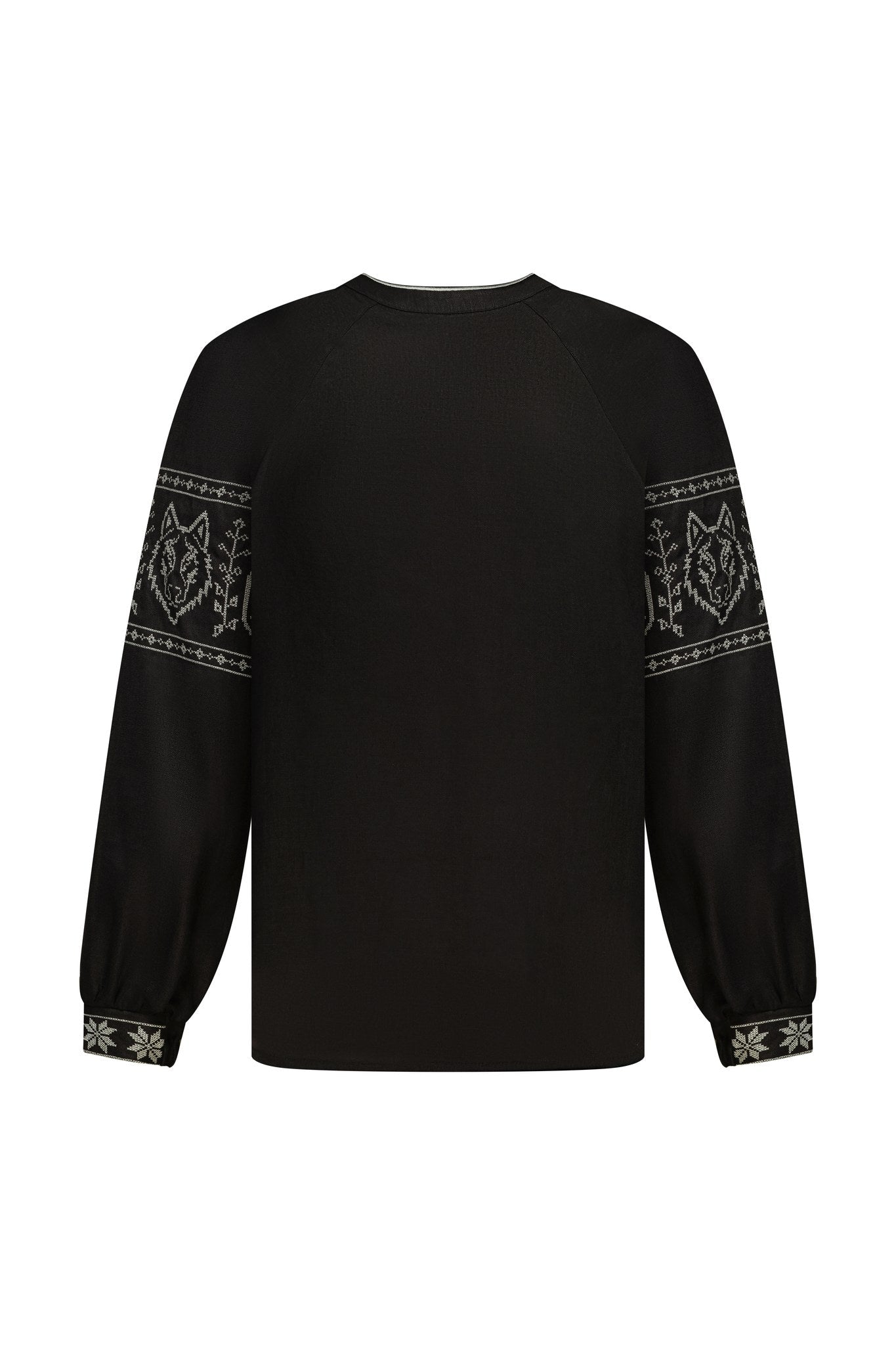 Black / Olive — Women's Saint Javelin vyshyvanka, embroidered linen shirt
