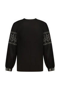 Black / Olive — Women's Saint Javelin vyshyvanka, embroidered linen shirt