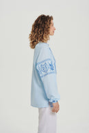 Blue / Dark Blue — Women's Saint Javelin vyshyvanka, embroidered linen shirt