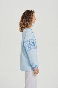 Blue / Dark Blue — Women's Saint Javelin vyshyvanka, embroidered linen shirt