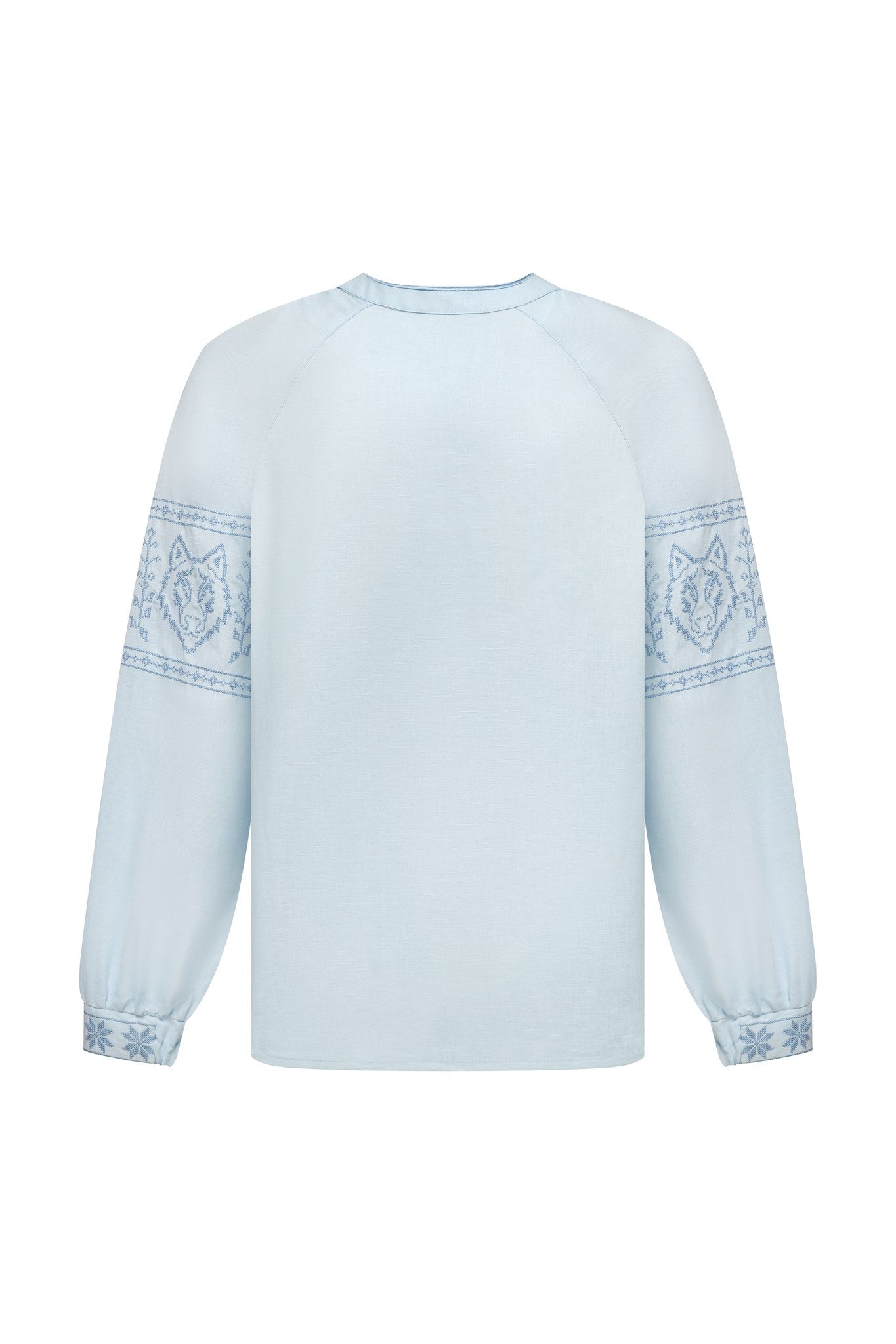 Blue / Blue — Women's Saint Javelin vyshyvanka, embroidered linen shirt