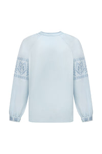 Blue / Blue — Women's Saint Javelin vyshyvanka, embroidered linen shirt
