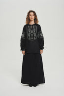 Black / Olive — Women's Saint Javelin vyshyvanka, embroidered linen shirt