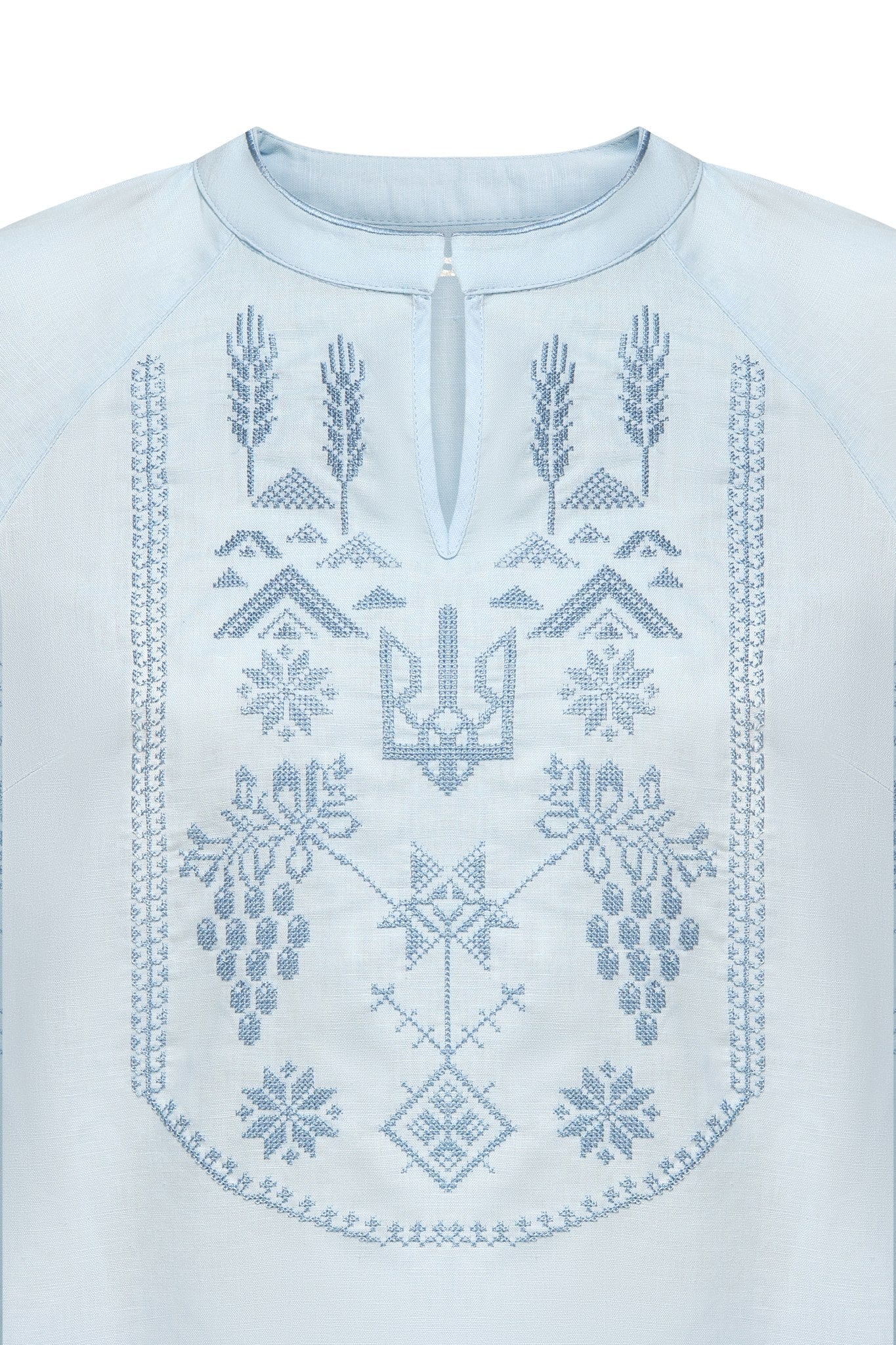 Blue / Blue — Women's Saint Javelin vyshyvanka, embroidered linen shirt