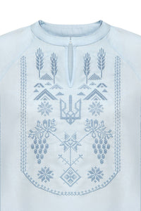 Blue / Blue — Women's Saint Javelin vyshyvanka, embroidered linen shirt