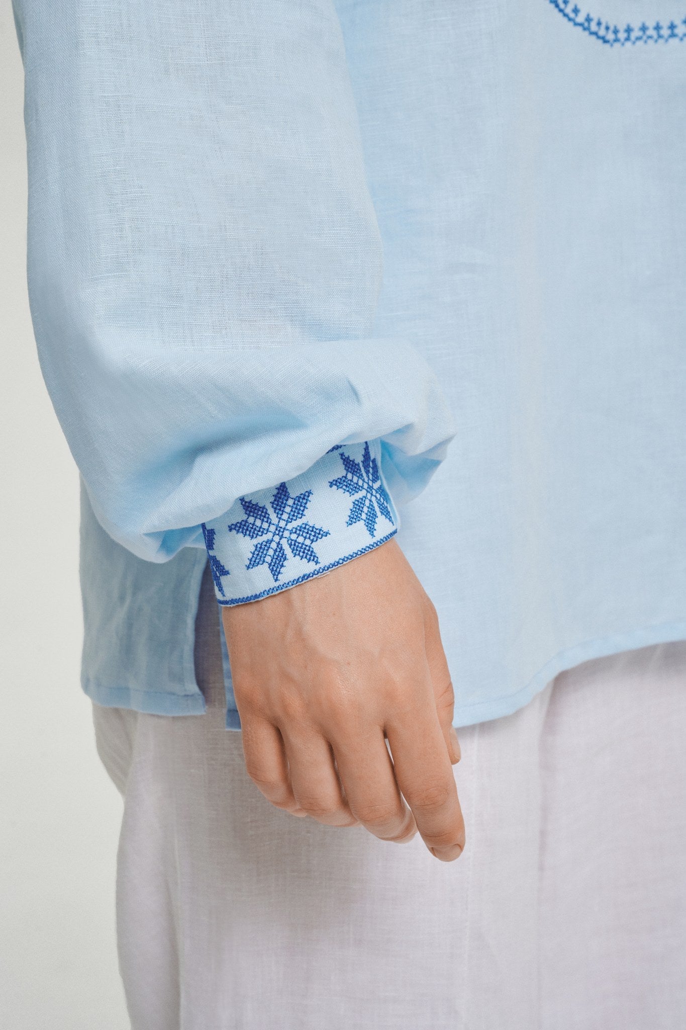 Blue / Dark Blue — Women's Saint Javelin vyshyvanka, embroidered linen shirt