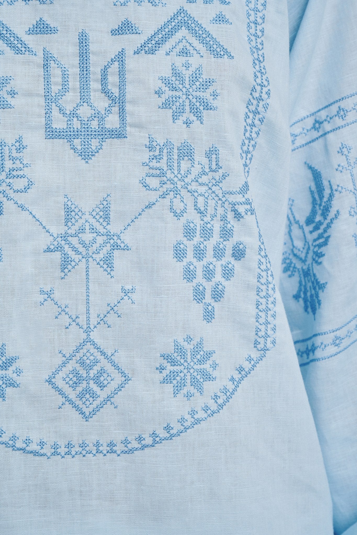 Blue / Blue — Women's Saint Javelin vyshyvanka, embroidered linen shirt