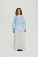 Blue / Blue — Women's Saint Javelin vyshyvanka, embroidered linen shirt