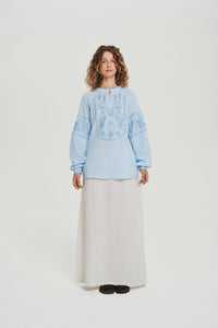 Blue / Blue — Women's Saint Javelin vyshyvanka, embroidered linen shirt