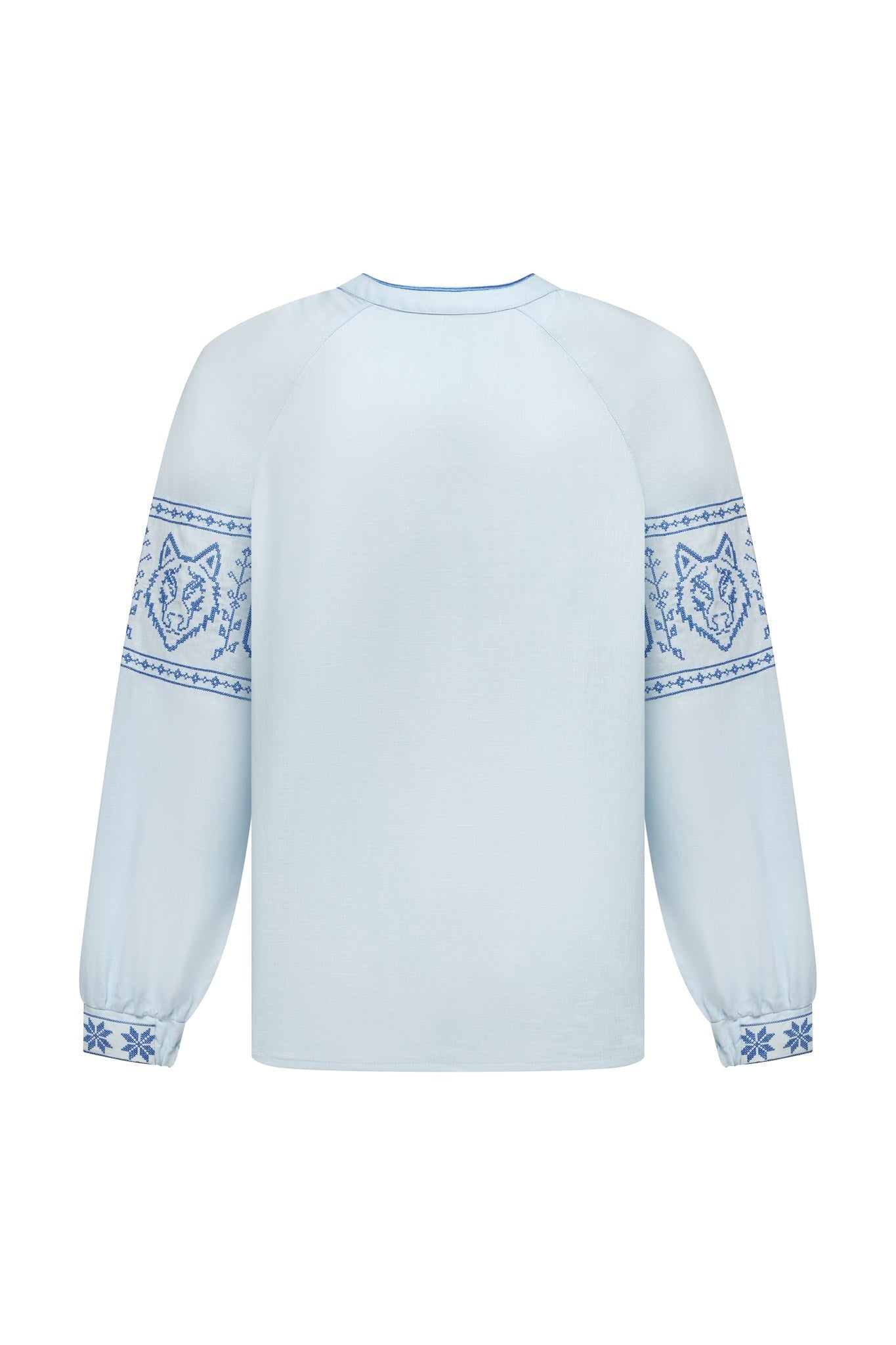 Blue / Dark Blue — Women's Saint Javelin vyshyvanka, embroidered linen shirt