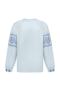 Blue / Dark Blue — Women's Saint Javelin vyshyvanka, embroidered linen shirt