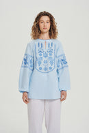 Blue / Dark Blue — Women's Saint Javelin vyshyvanka, embroidered linen shirt