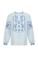 Blue / Dark Blue — Women's Saint Javelin vyshyvanka, embroidered linen shirt