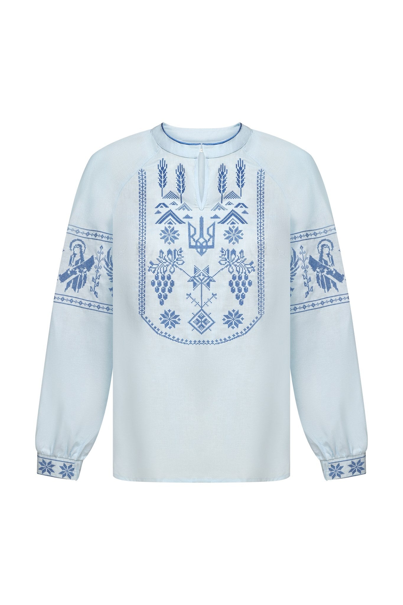 Blue / Dark Blue — Women's Saint Javelin vyshyvanka, embroidered linen shirt
