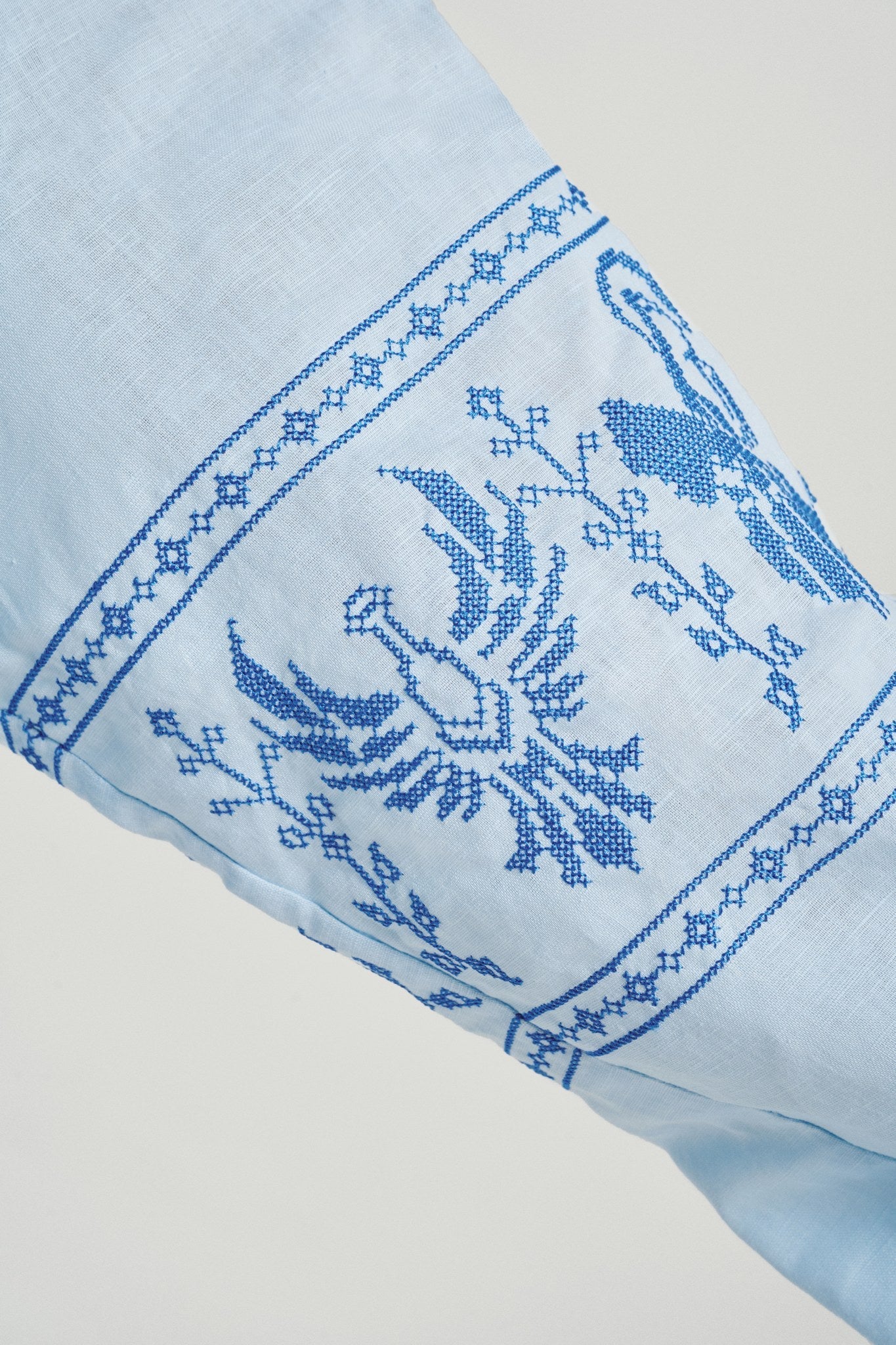 Blue / Dark Blue — Women's Saint Javelin vyshyvanka, embroidered linen shirt