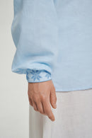 Blue / Blue — Women's Saint Javelin vyshyvanka, embroidered linen shirt