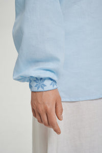 Blue / Blue — Women's Saint Javelin vyshyvanka, embroidered linen shirt