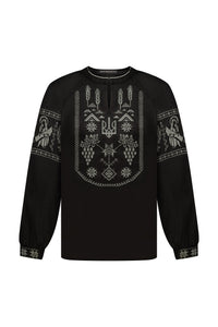 Black / Olive — Women's Saint Javelin vyshyvanka, embroidered linen shirt