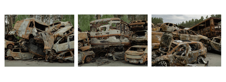 “Car Cemetery, Irpin” Signed 30x80 Print + Book Pre-order