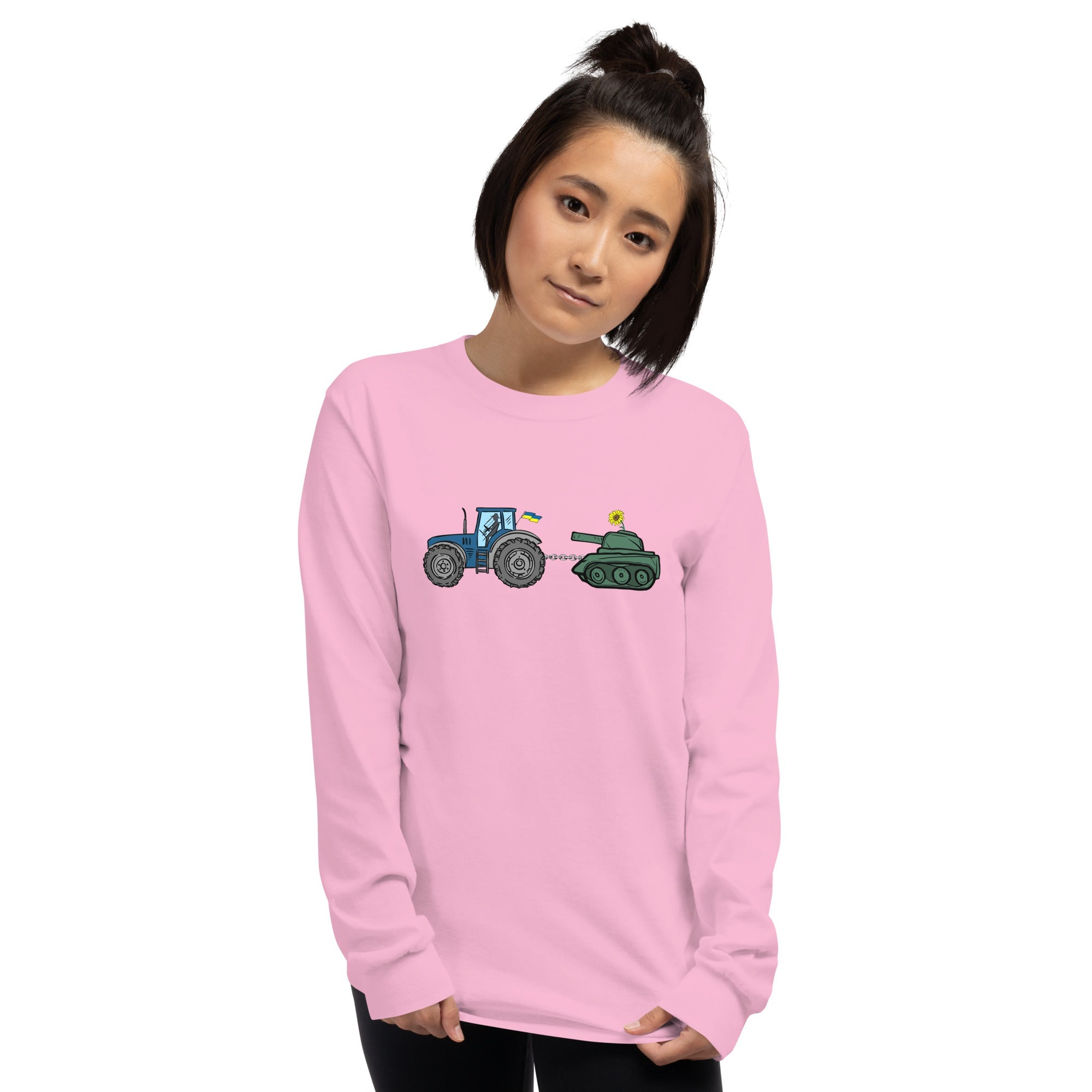 A Ukrainian Farmer Finds a Russian Tank - Adult Long Sleeve Shirt - Saint Javelin