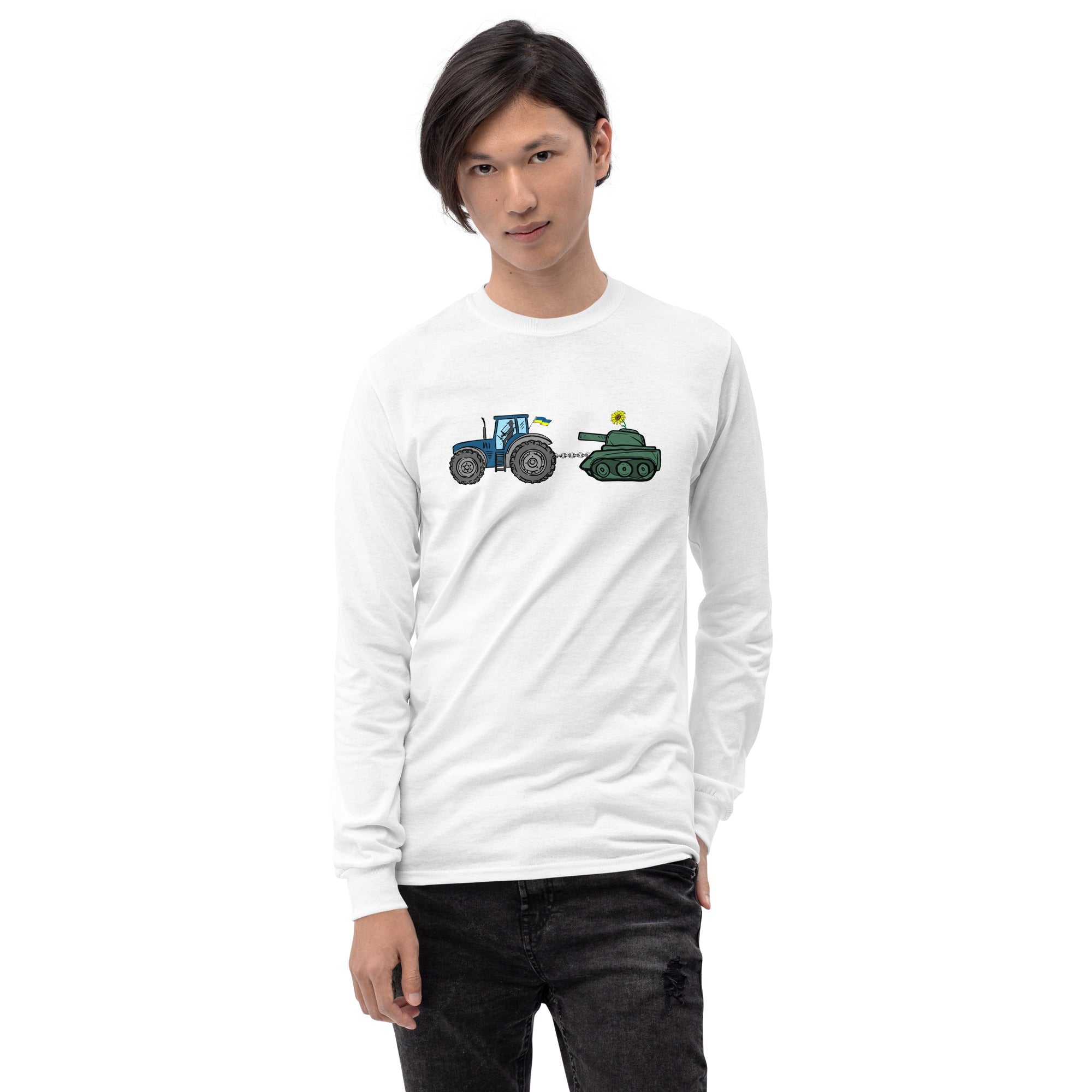 A Ukrainian Farmer Finds a Russian Tank - Adult Long Sleeve Shirt - Saint Javelin
