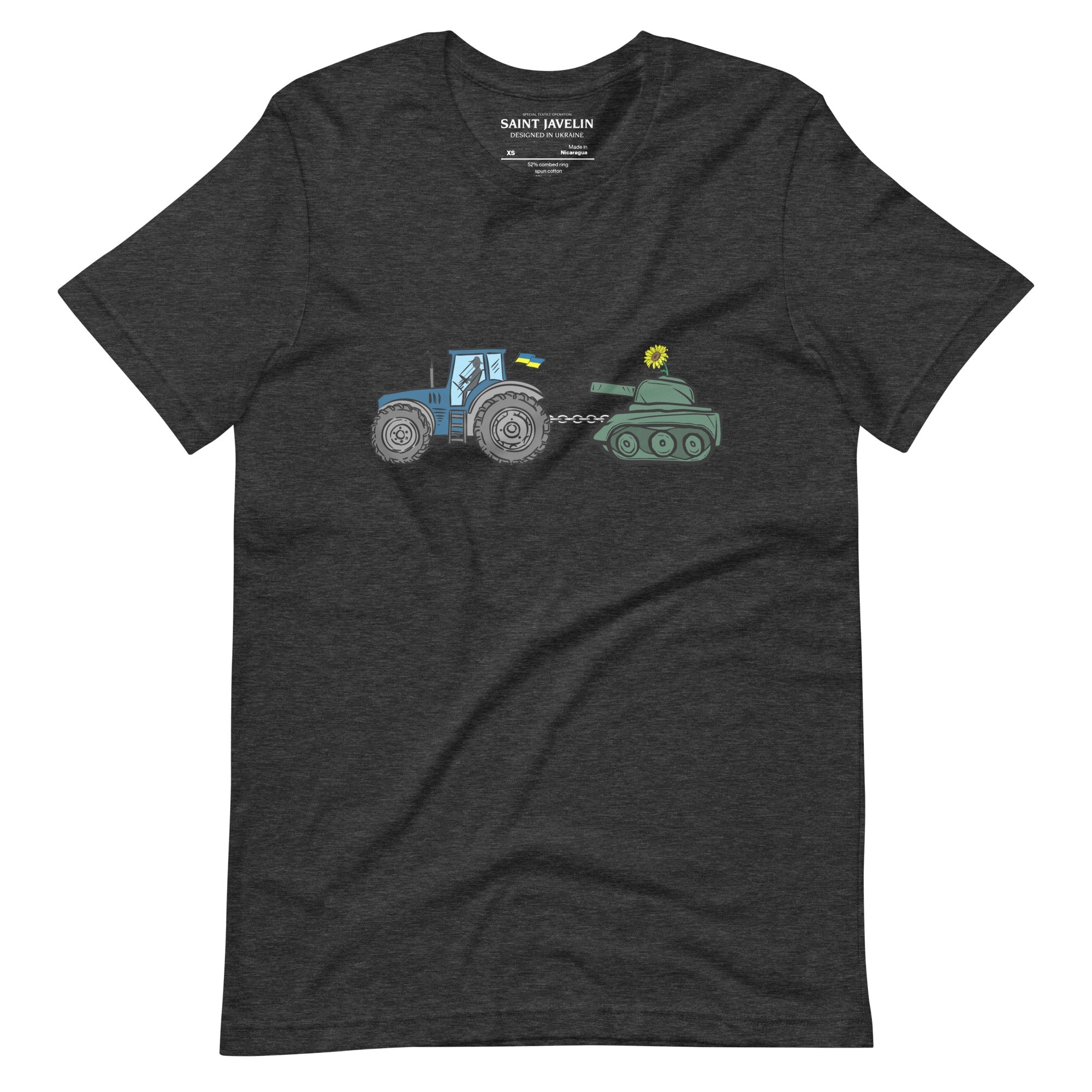 A Ukrainian Farmer Finds a Russian Tank x Slava Ukraini - Adult TShirt - Saint Javelin