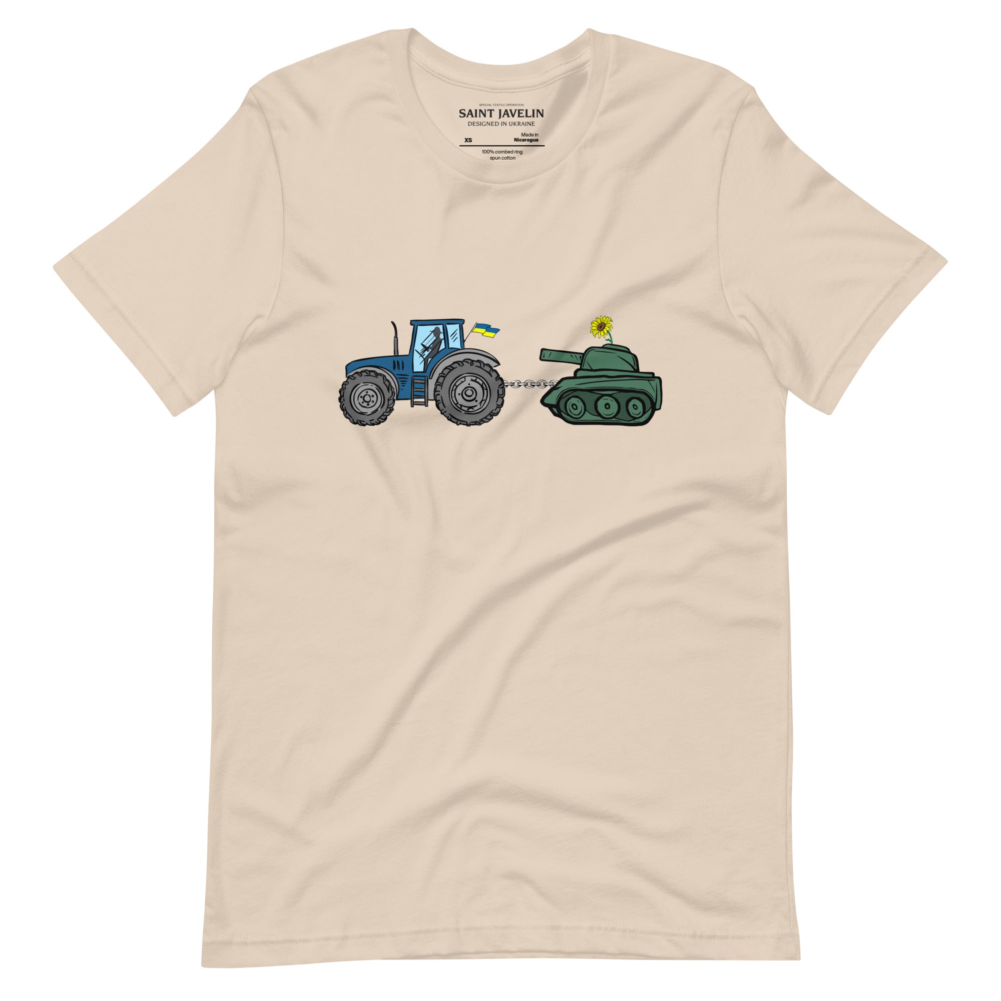 A Ukrainian Farmer Finds a Russian Tank x Slava Ukraini - Adult TShirt - Saint Javelin