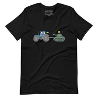 A Ukrainian Farmer Finds a Russian Tank x Slava Ukraini - Adult TShirt - Saint Javelin
