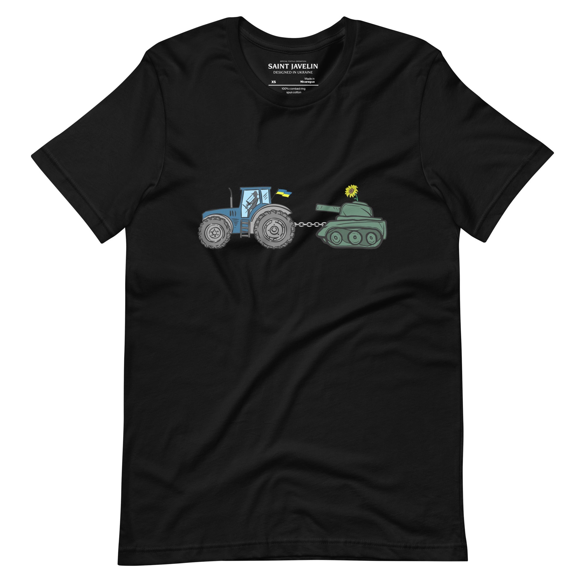 A Ukrainian Farmer Finds a Russian Tank x Slava Ukraini - Adult TShirt - Saint Javelin