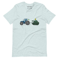A Ukrainian Farmer Finds a Russian Tank x Slava Ukraini - Adult TShirt - Saint Javelin