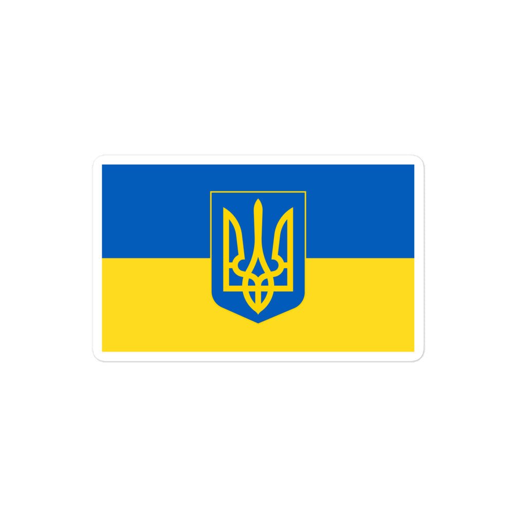 Blue + Yellow Tryzub on Ukrainian Flag - Sticker