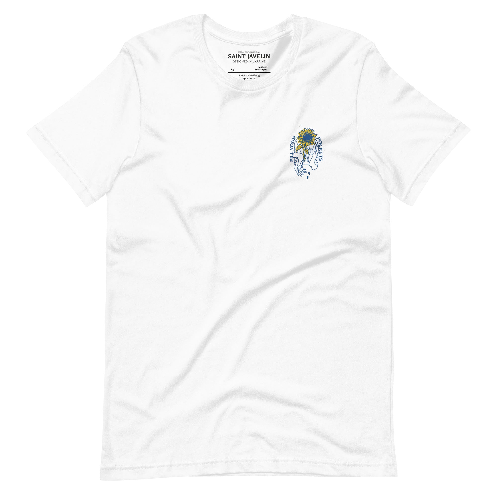 Fill Your Pockets - Embroidered Sunflowers Adult TShirt - Saint Javelin