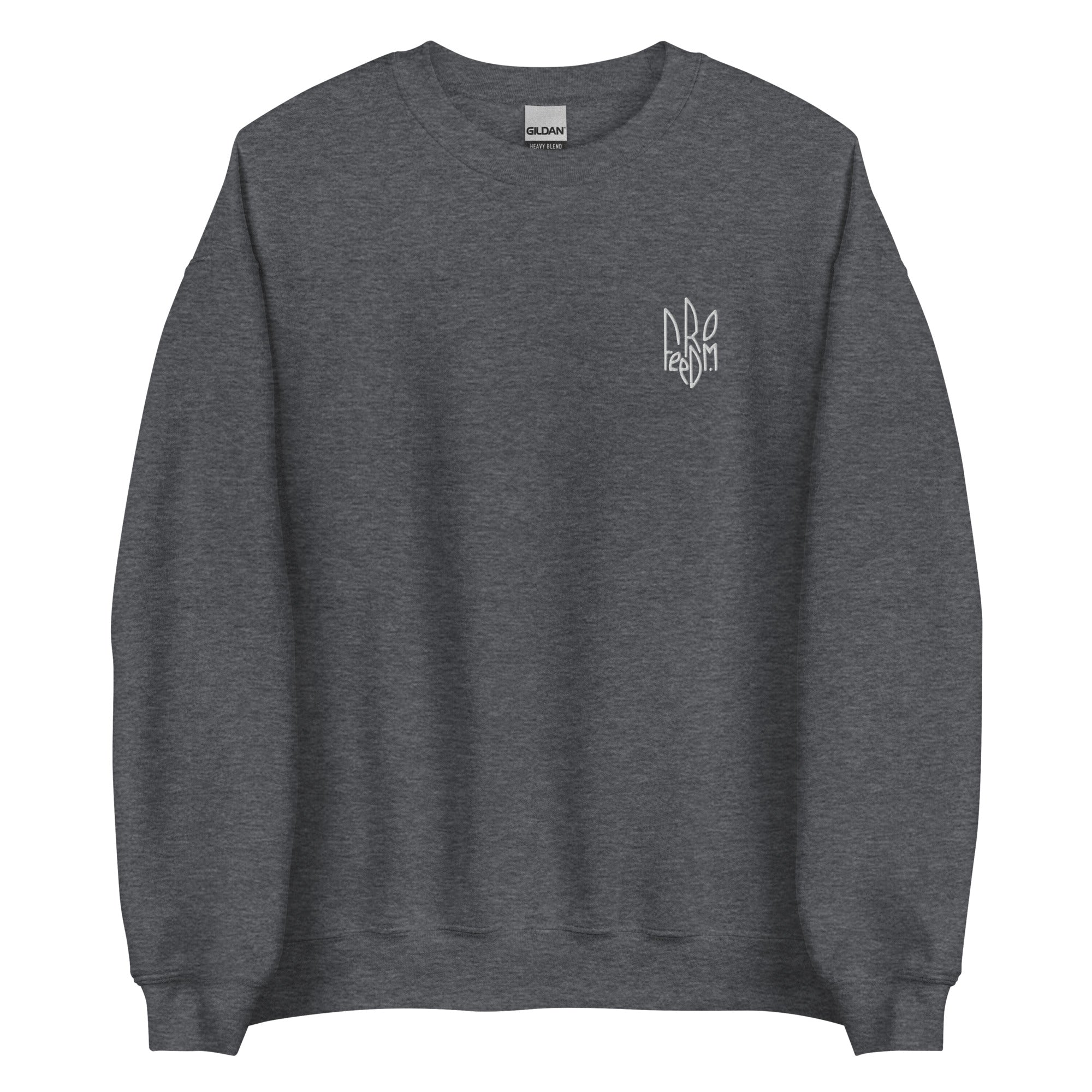 Freedom Embroidered White Tryzub - Adult Crewneck Sweatshirt - Saint Javelin