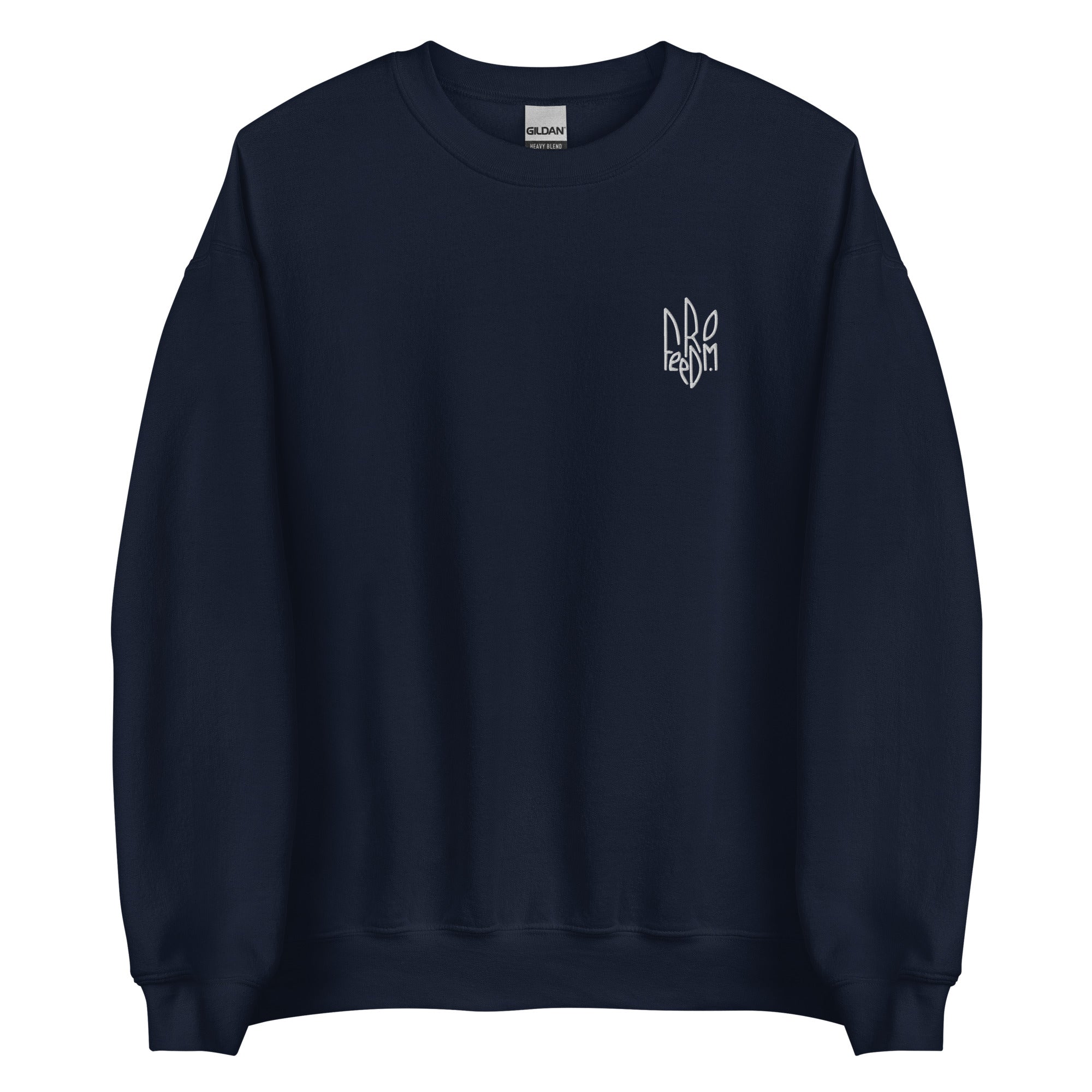 Freedom Embroidered White Tryzub - Adult Crewneck Sweatshirt - Saint Javelin
