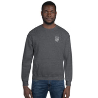 Freedom Embroidered White Tryzub - Adult Crewneck Sweatshirt - Saint Javelin