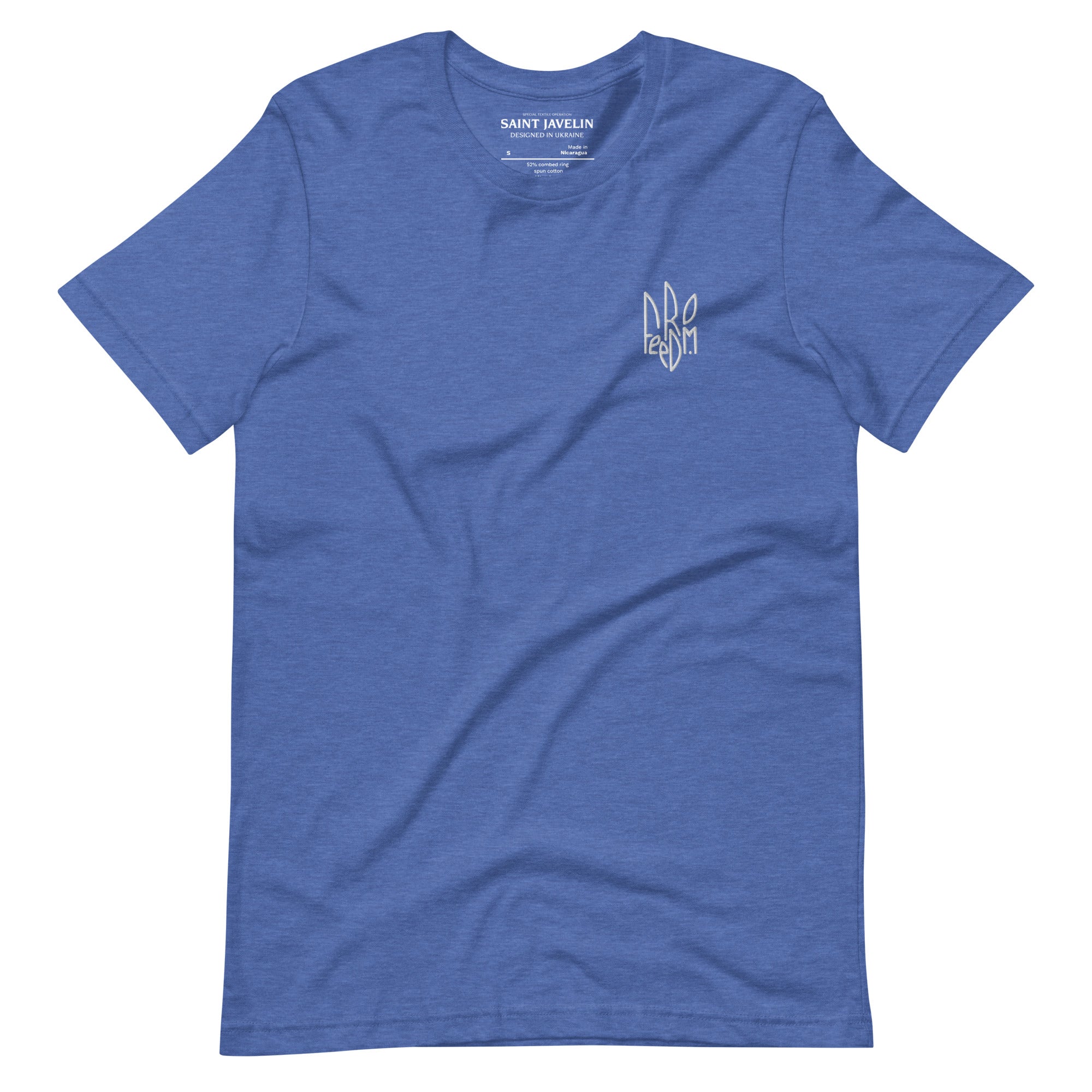 Freedom Embroidered White Tryzub - Adult TShirt - Saint Javelin