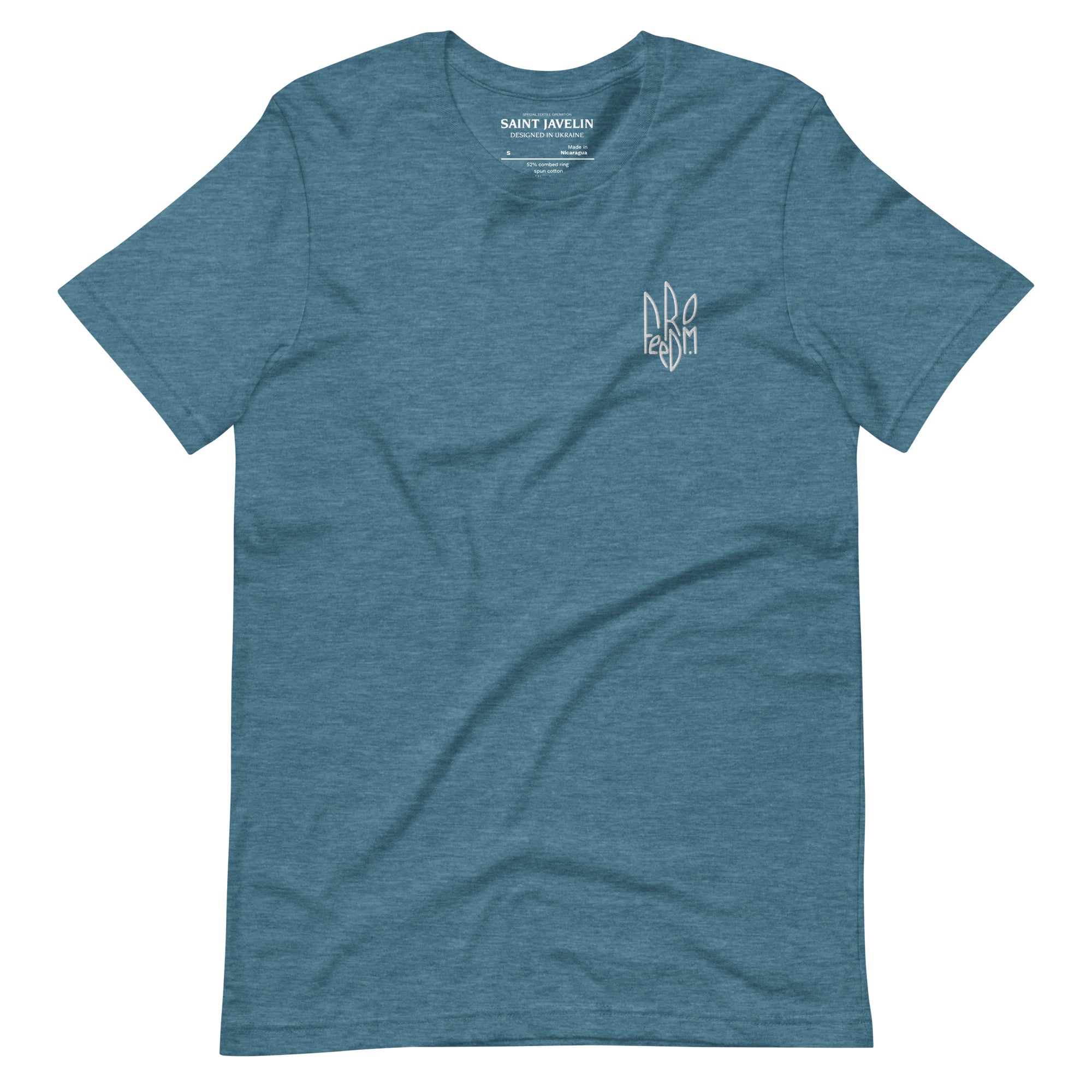 Freedom Embroidered White Tryzub - Adult TShirt - Saint Javelin
