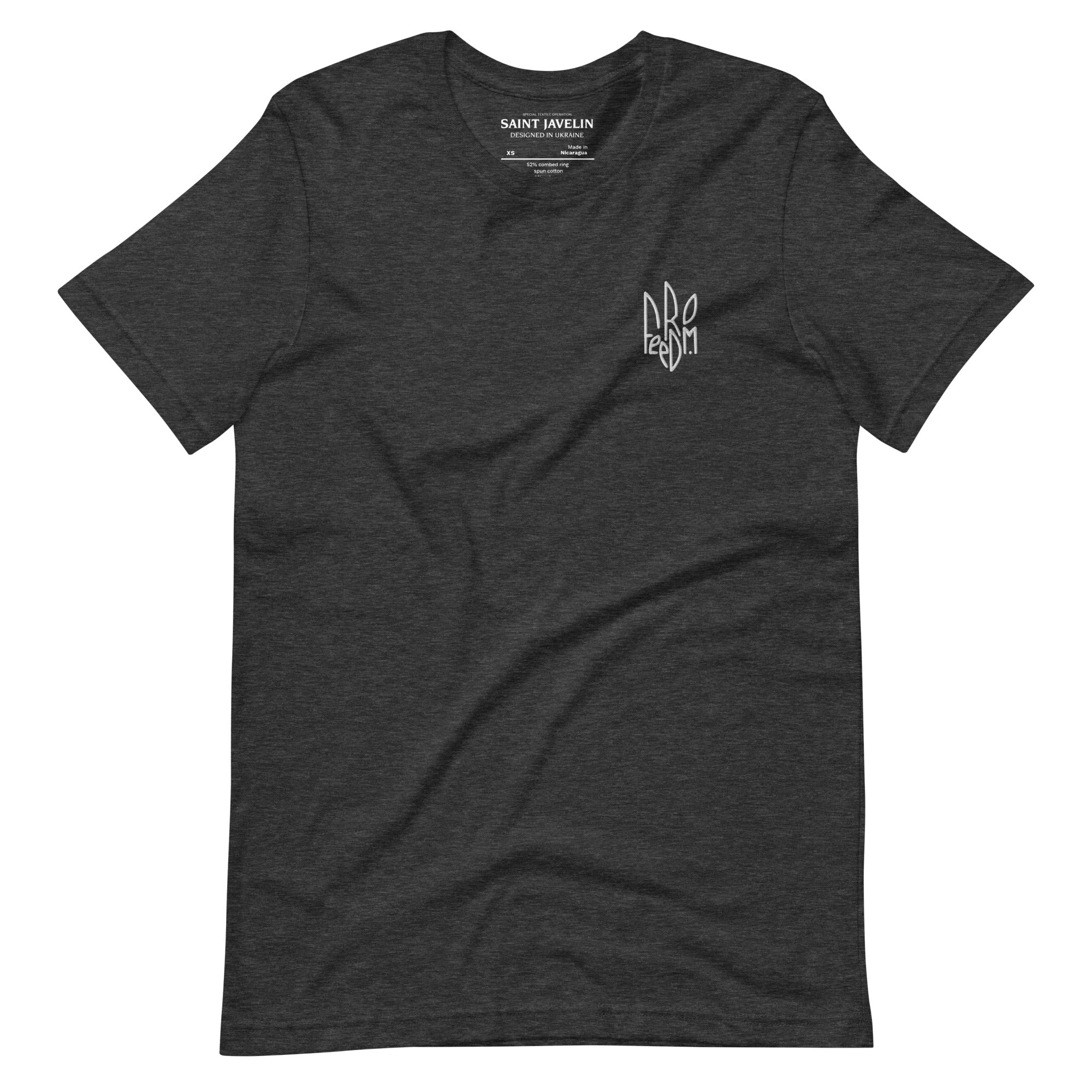 Freedom Embroidered White Tryzub - Adult TShirt - Saint Javelin