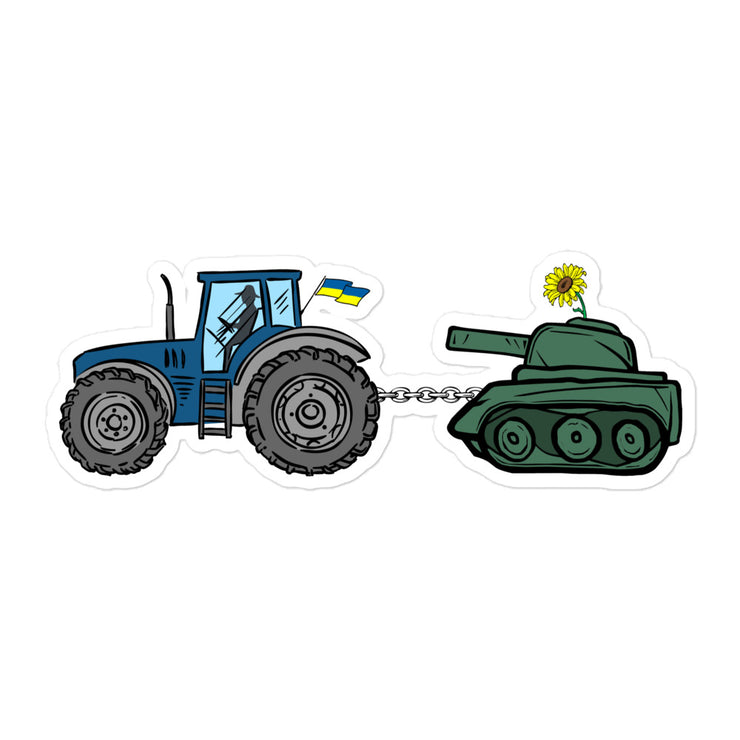 A Ukrainian Farmer Finds a Russian Tank - Sticker